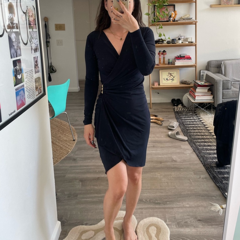 Long sleeve cross over dress